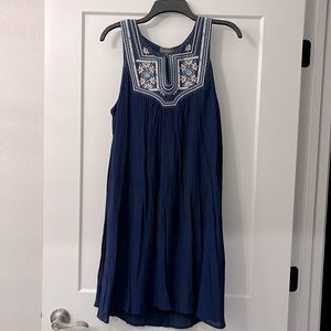 Navy embroidered gauze dress